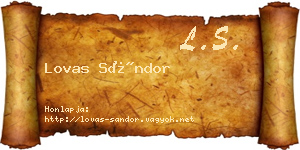 Lovas Sándor névjegykártya